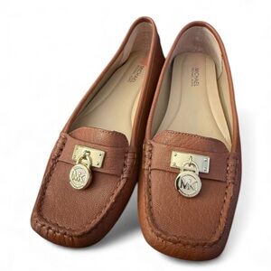 New Michael Kors Hamilton Moc Casual Flats GOLD LOGO AND ACCENT